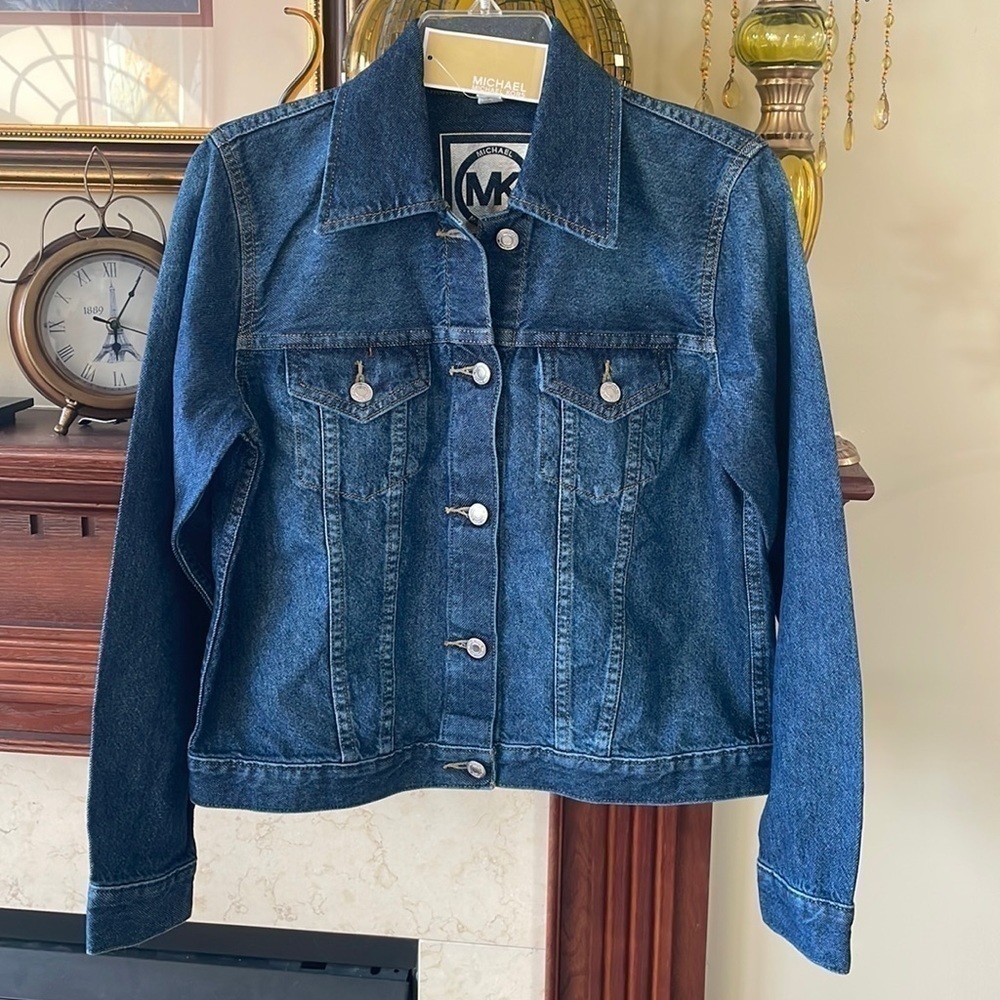 Brand New Michael Kors Admiral Blue Denim Button Up Jean Jacket - Picture 2 of 16